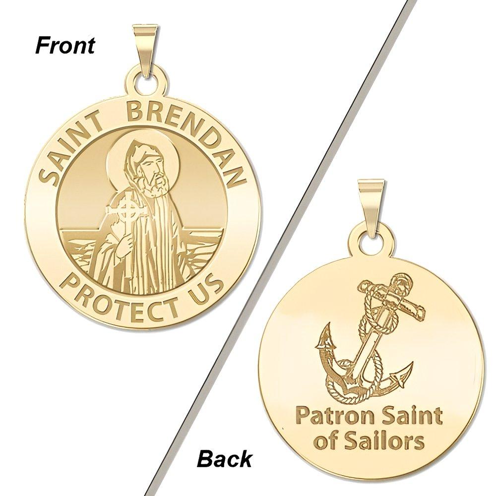 Saint Brendan Double Sided Sailors Round Religious Medal - "EXCLUSIVE"