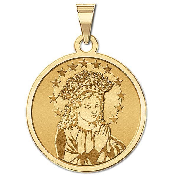 Young Virgin Mary Round Religious Medal