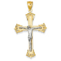 14k Two-tone Ornate-Terminals Crucifix Pendant