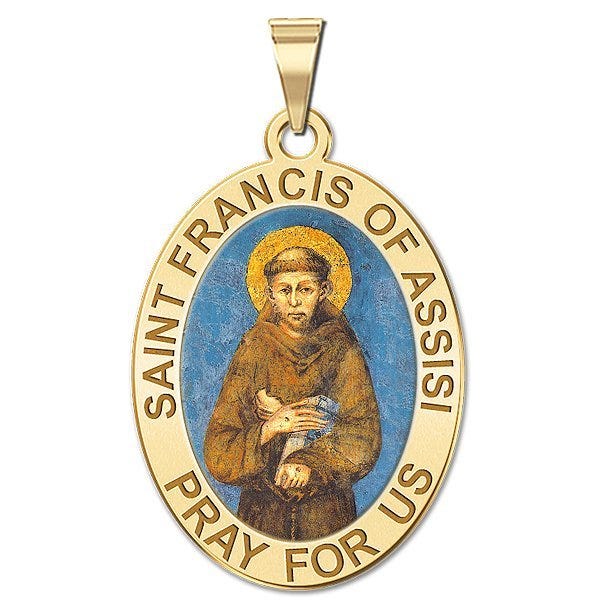 Saint Francis of Assisi Oval Religious Medal Color
