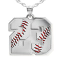 Color Enameled Baseball Number Charm Necklace or Pendant w/ 18 inch Chain
