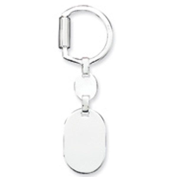 Engravable Sterling Silver Keychain - Sterling Silver 1 Inch Wide x 1 1/2 Inch Tall