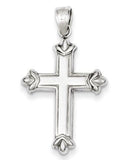Sterling Silver Rhodium-plated Fleur-de-lis Cross Pendant