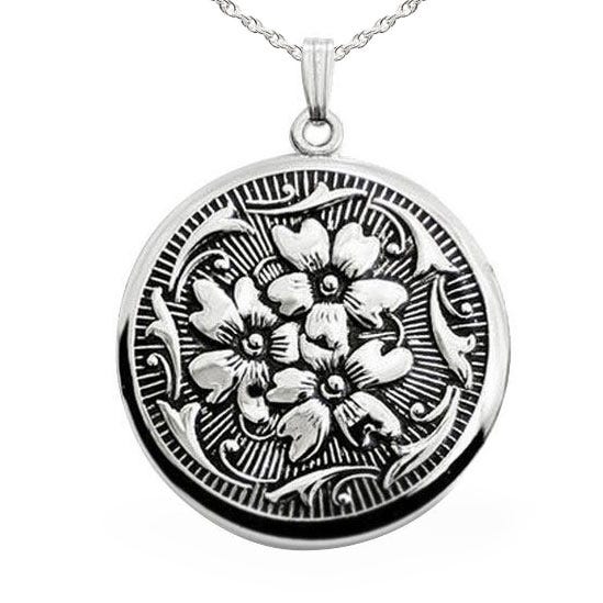 Silver Antique Round Photo Locket