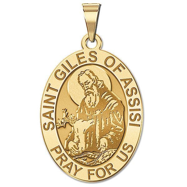 Saint Giles of Assisi Religious Medal - Oval "EXCLUSIVE"