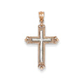 14k Rose Gold & Rhodium Plated Diamond-cut Cross Pendant