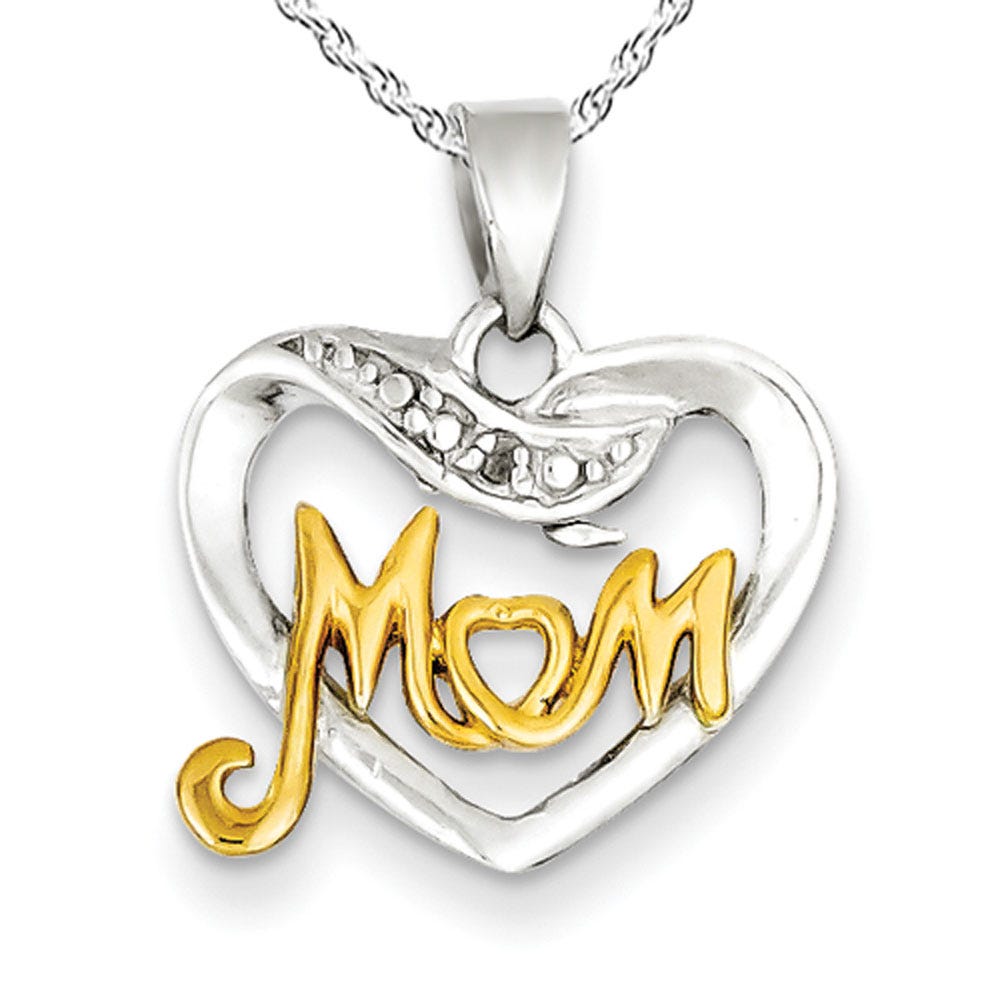 Sterling Silver & Gold Vermiel Mom Charm