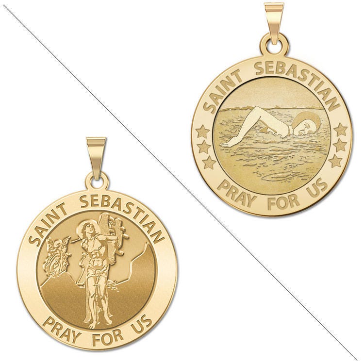Girl Swimmers - Saint Sebastian Doubledside Sports Religious Medal "EXCLUSIVE"