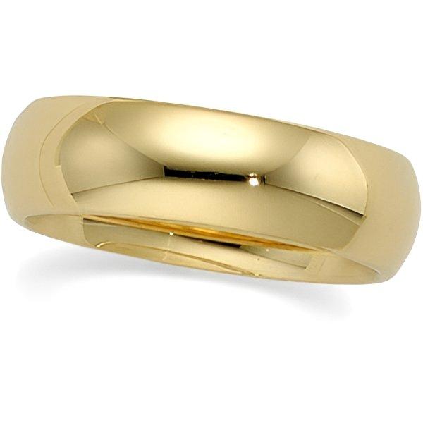 14k Yellow Gold 6mm Half-Round LightWeight Wedding Band
