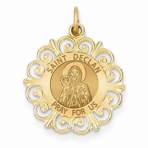 Saint Declan Round Filigree Religious Medal  "EXCLUSIVE"