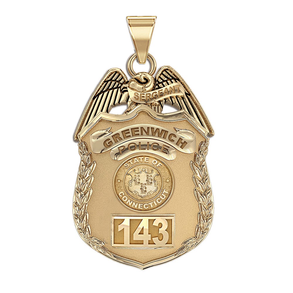 Personalized Connecticut Police Badge with Your Number & Department