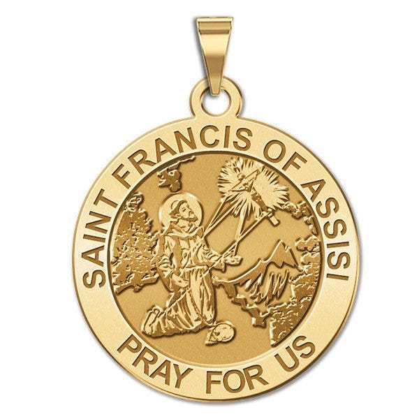 Saint Francis of Assisi Round Religious Medal - Receiving Stigmata