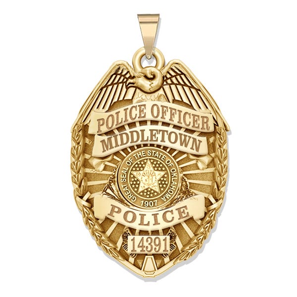 Personalized Oklahoma Police Badge with Your Rank, Number & Department