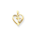 14k AA Diamond Heart & Cross Pendant