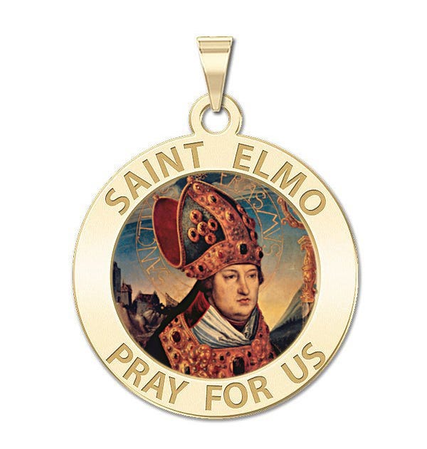 Saint Elmo Round Religious Medal Color