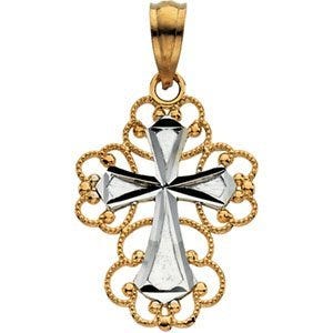 14K Two-Tone Gold CROSS PENDANT