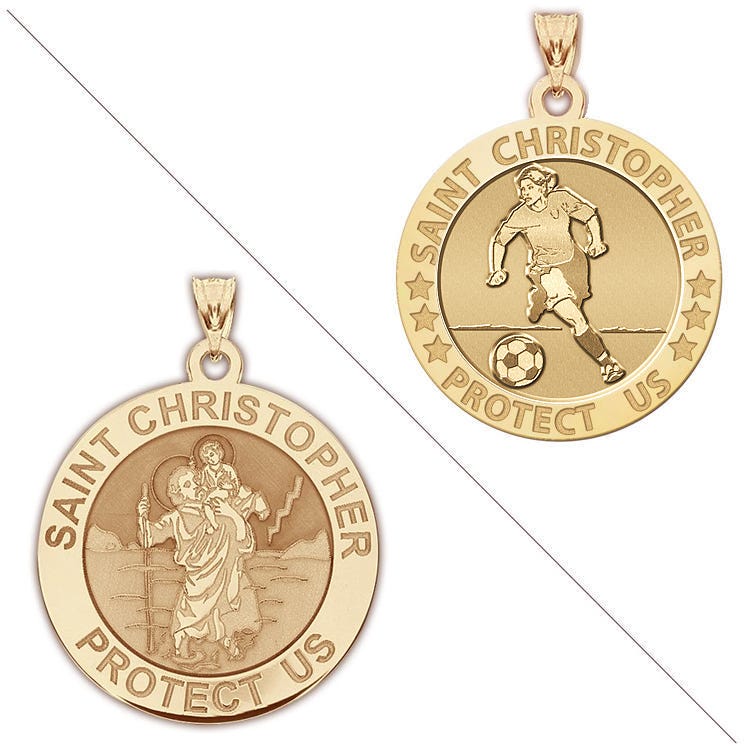 Women's and Girl's SOCCER - Saint Christopher Doubledside Sports Religious Medal "EXCLUSIVE"