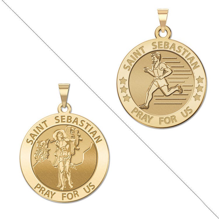 Male Track and Runner - Saint Sebastian Doubledside Sports Religious Medal "EXCLUSIVE"