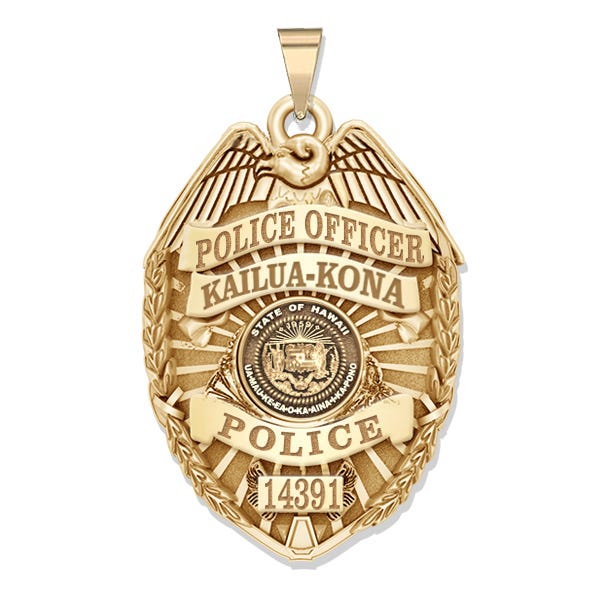 Personalized Hawaii Police Badge with Your Rank, Number & Department