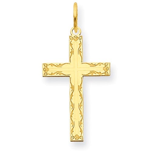 14K Laser Designed Cross Charm