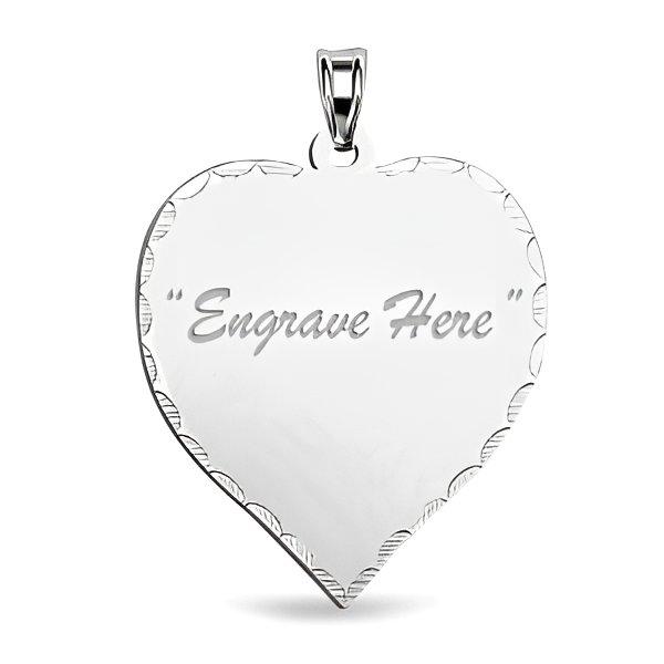 Engraved Heart Pendant/Charm with Diamond Cut Edge