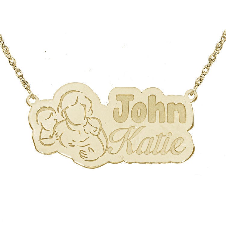 Personalized Mother with Son & Daughter Pendant w/ 18" Chain