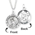 Sterling Silver Saint Sebastian Sided Wrestling Round Religious Medal w/ Chain