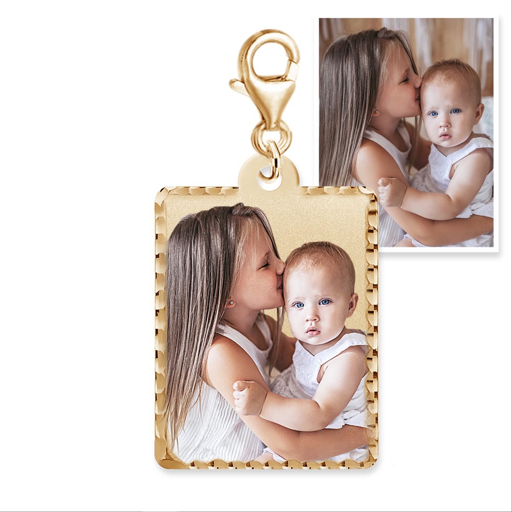 Petite Rectangle w/ Diamond Cut Edge photo pendant charm