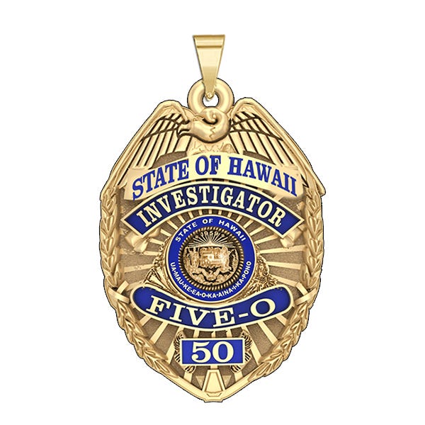 Personalized Hawaii FIVE-O Police Badge with Your Rank and Number