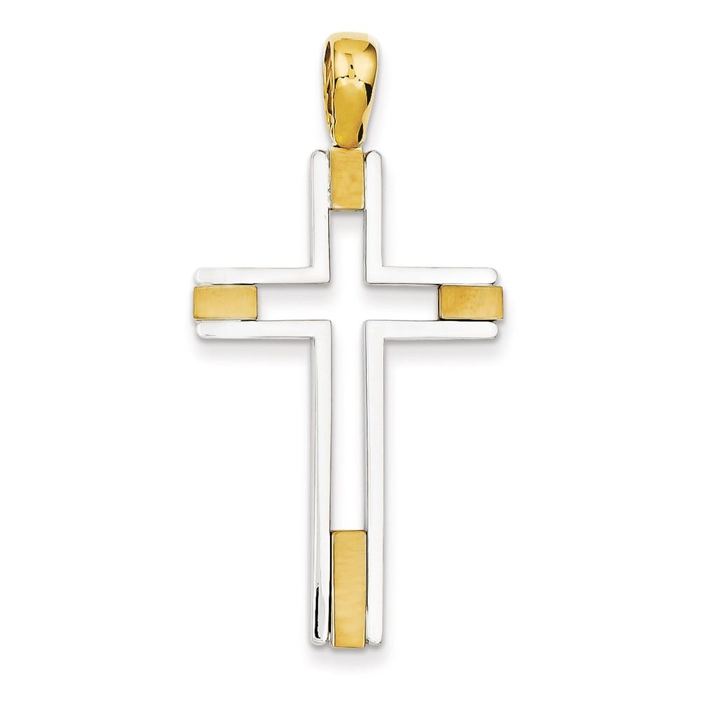 14k Two-tone Fancy Cross Pendant
