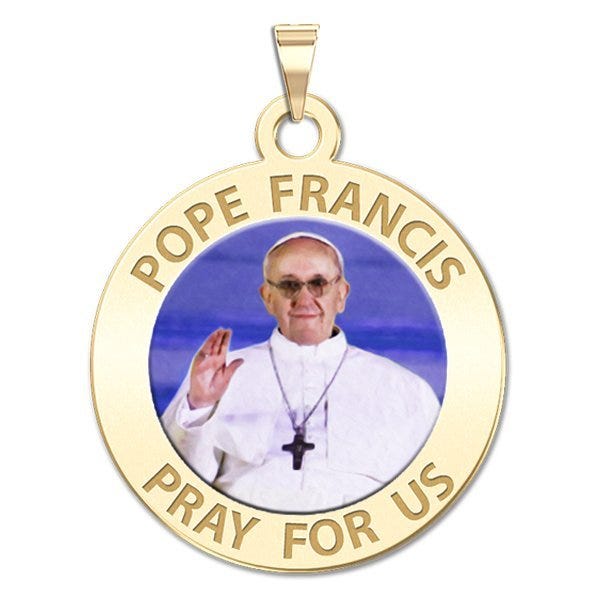 Pope Francis Religious Medal Round Color "EXCLUSIVE"