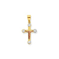 10k Two-tone Small CZ Crucifix Pendant