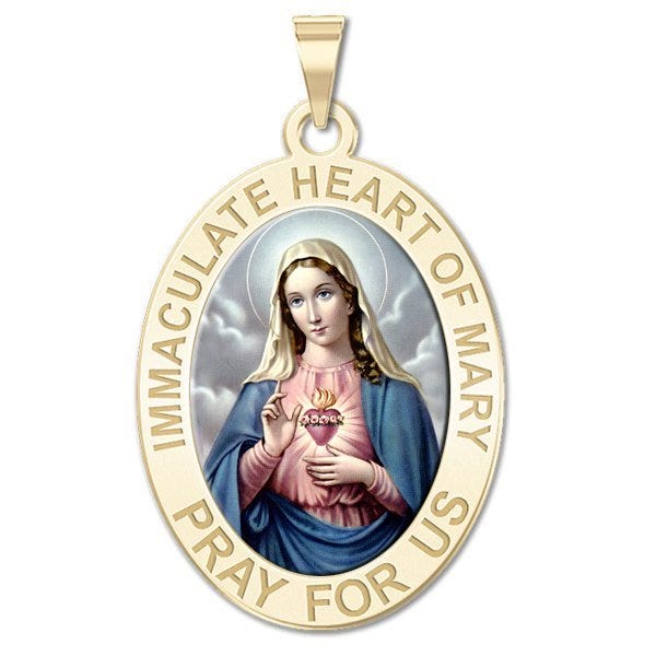Immaculate Heart of Mary Oval Religious Medal Color