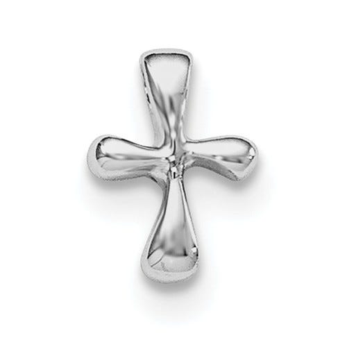 Sterling Silver RH Plated Child\'s Polished Cross Pendant