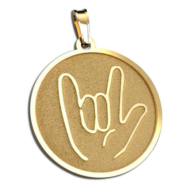 "I Love You" Hand Symbol Round Charm or Pendant