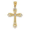 14k w/Rhodium Diamond-cut Cross Pendant