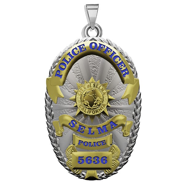 Personalized California Selma Police Badge with Your Rank and Number