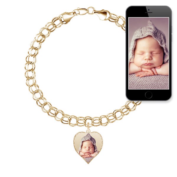 Photo Charm Bracelet w/ 1 Petite Heart Picture Charm