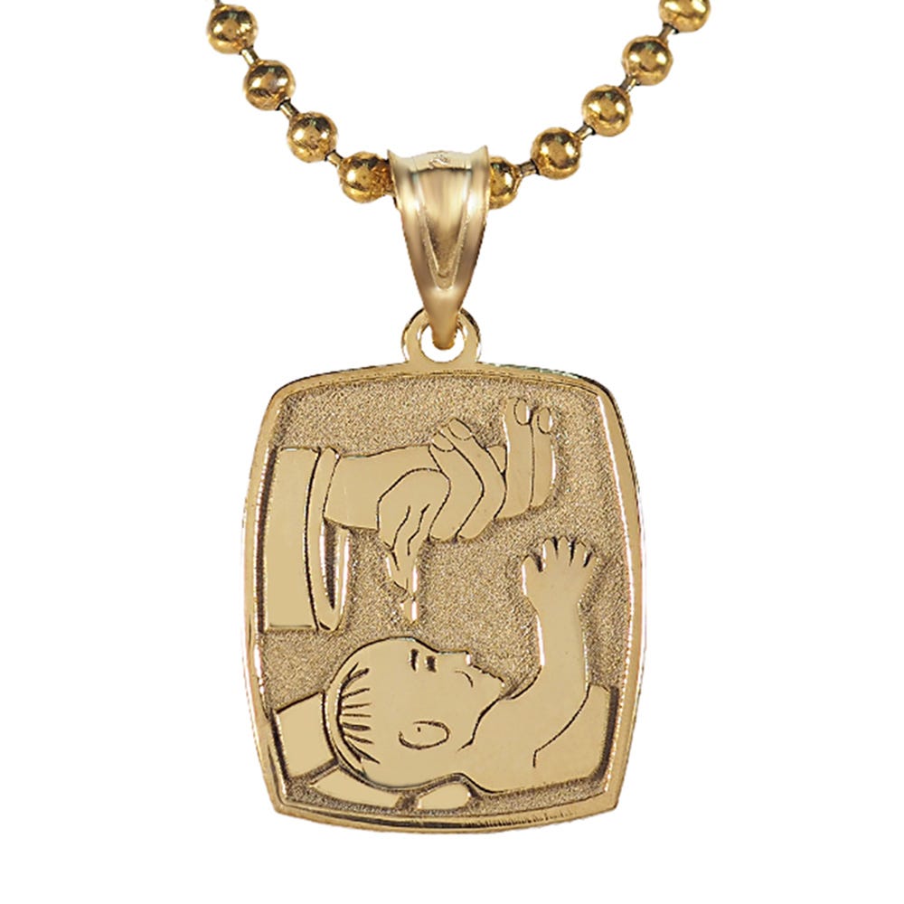 14k Satin & Polished Baptism Pendant