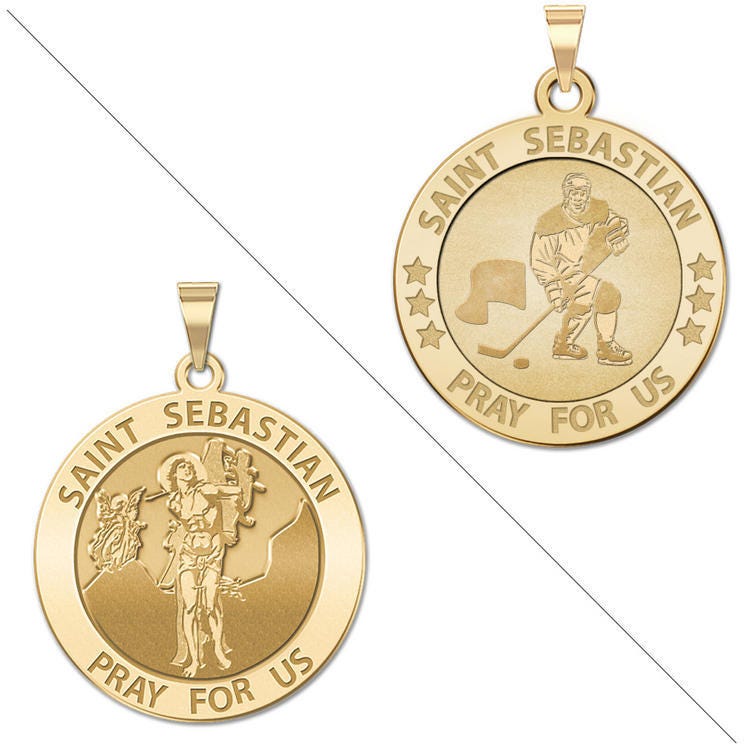 Hockey - Saint Sebastian Doubledside Sports Religious Medal "EXCLUSIVE"