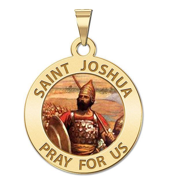 Saint Joshua Round Religious Medal Color