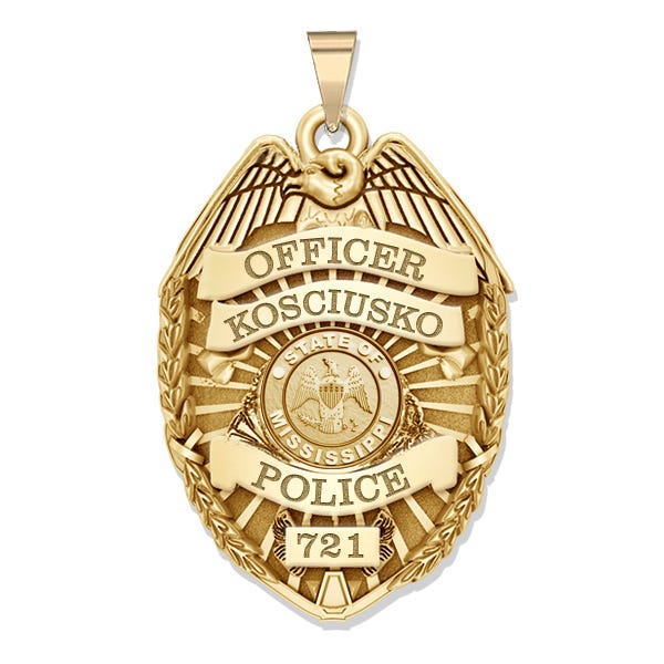 Personalized Mississippi Police Badge with Your Rank, Number & Department