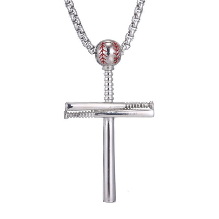 Baseball Bat Cross Pendant w/ 20 inch Chain