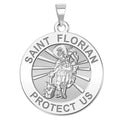 Saint Florian Round Religious Medal