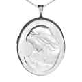 Silver Mother and Child Oval Photo Locket