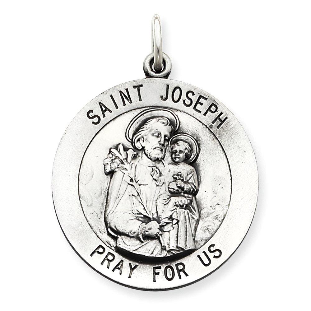Sterling Silver Antiqued Saint Joseph Religious Medal