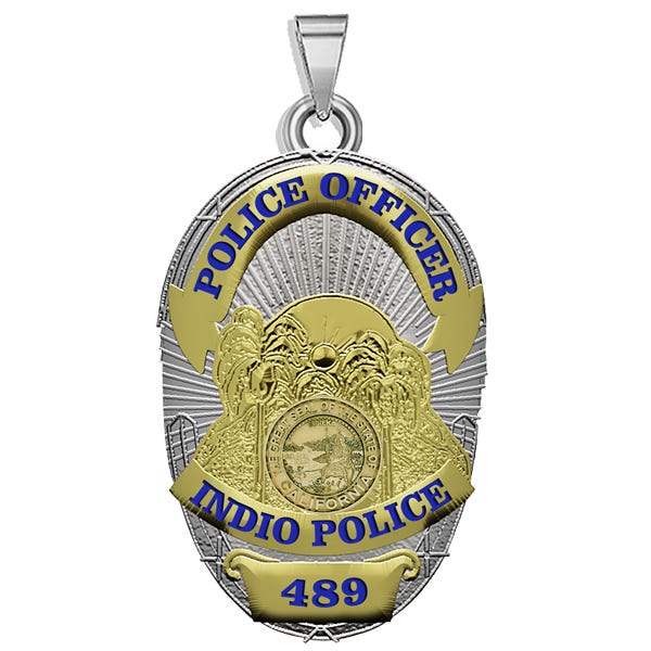 Personalized California Indio Police Badge with Your Rank and Number