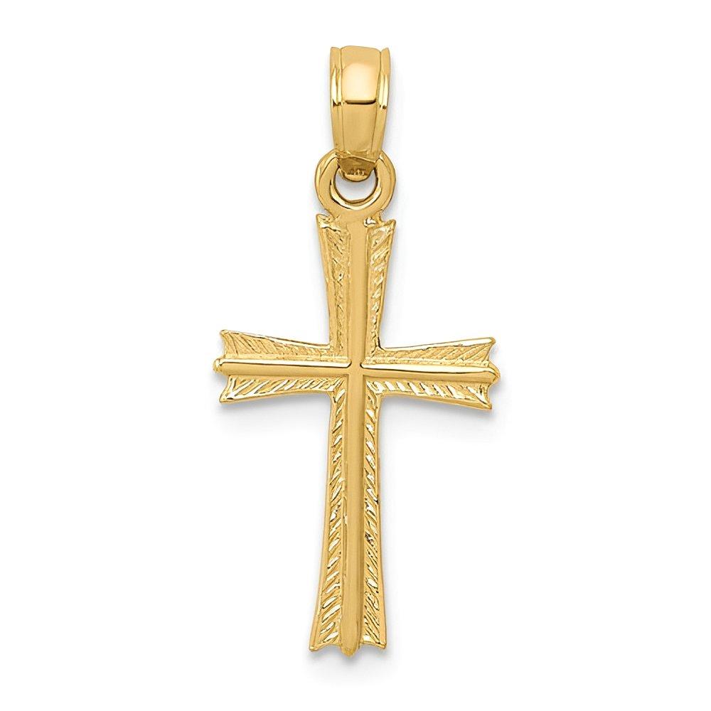 14K Flared Patterned Cross Pendant
