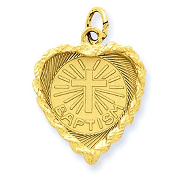 Baptism Heart  with Rope Frame Charm