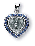 Sterling Silver Miraculous Medal w/ Synthetic Sapphires